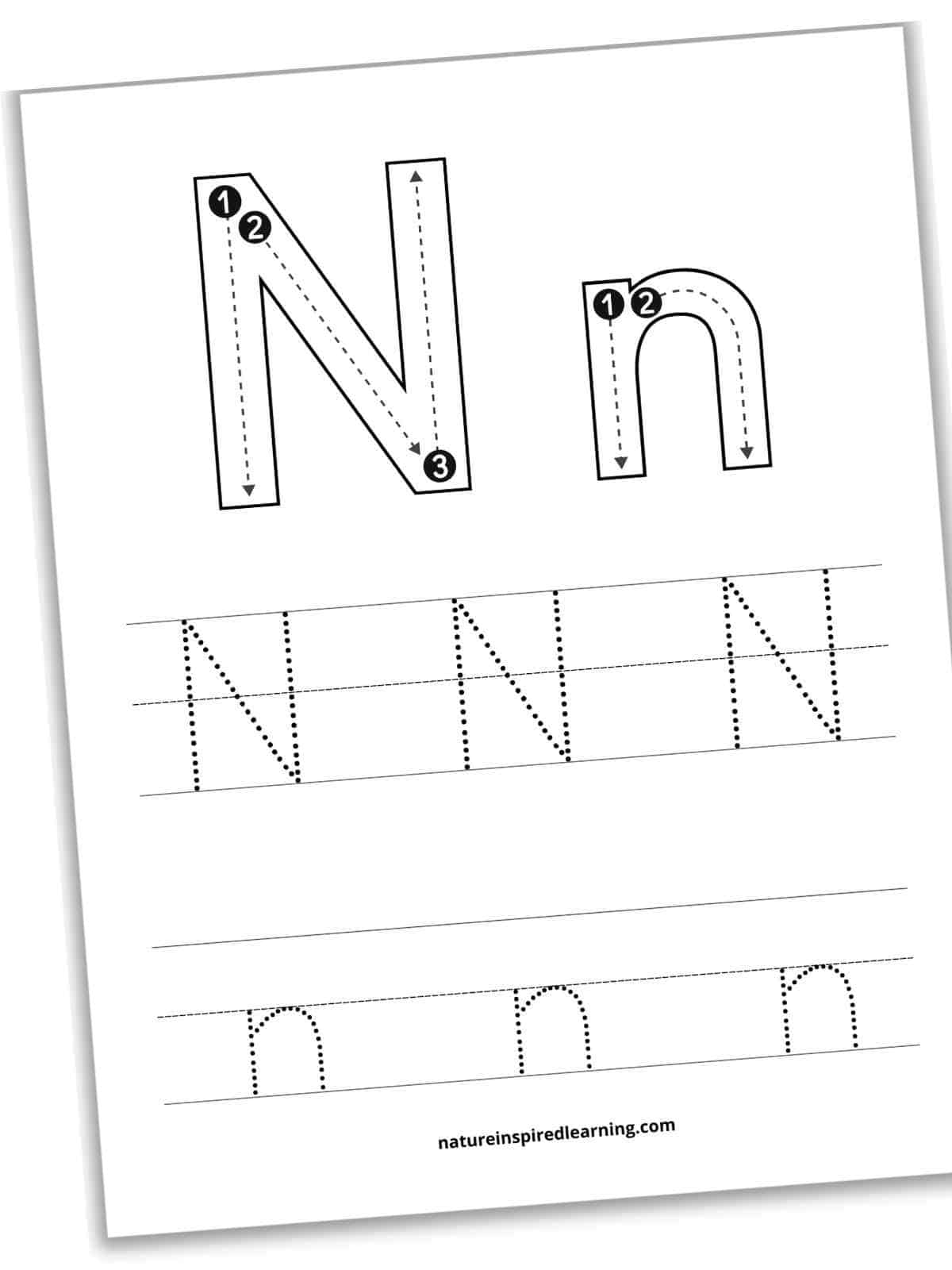 letter n tracing worksheet