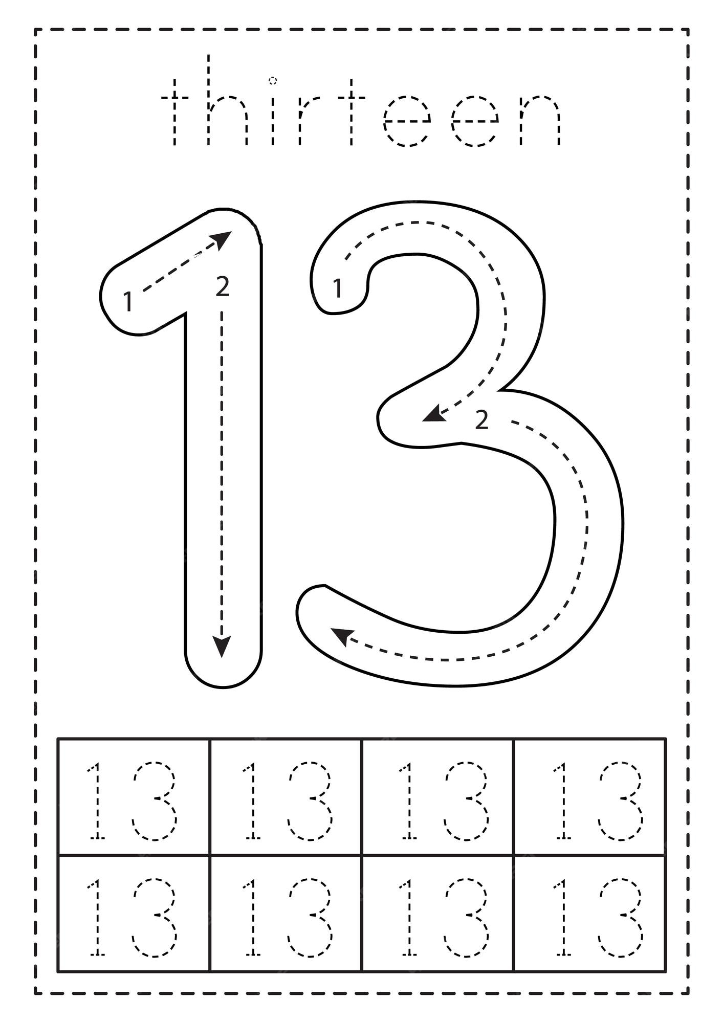 Tracing Numbers Counting 13 Worksheet For Kindergarten First