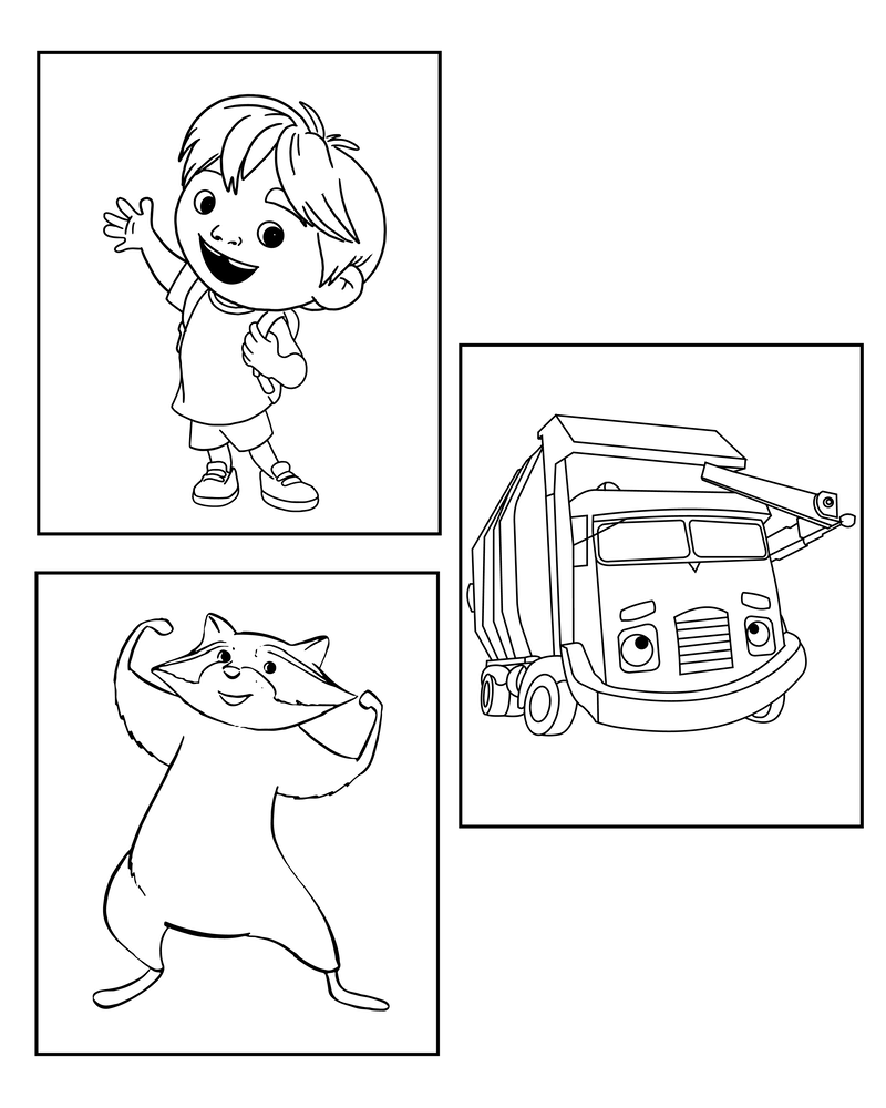 Trash Truck Storybook Coloring Page