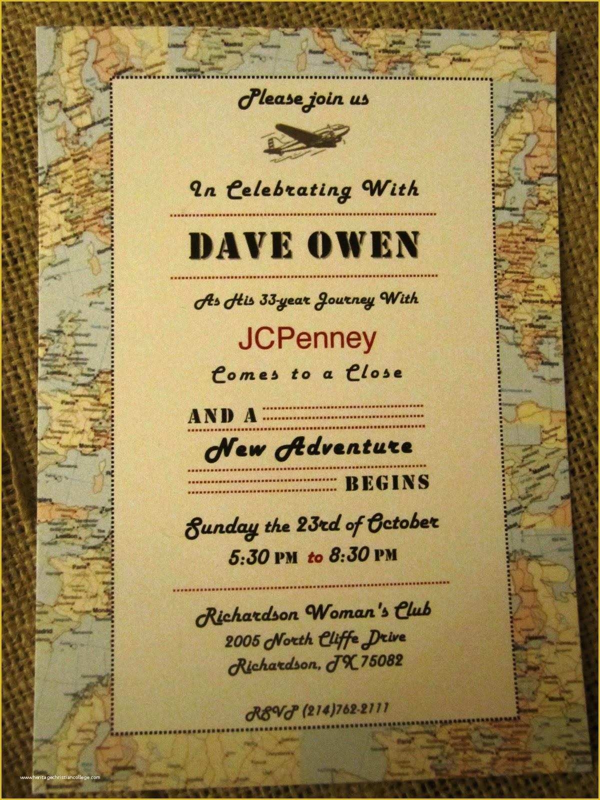 Travel Themed Invitation Template Free Of Retirement Party Invitation 