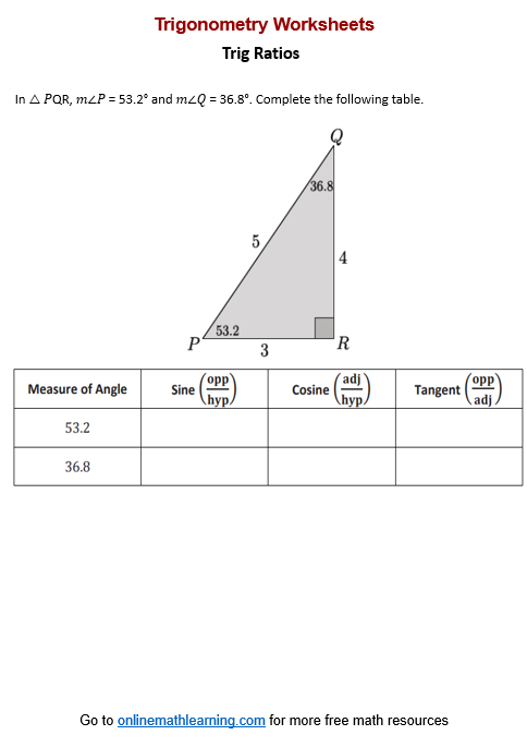 Trigonometry Worksheets Questions And Questions MME Worksheets Library