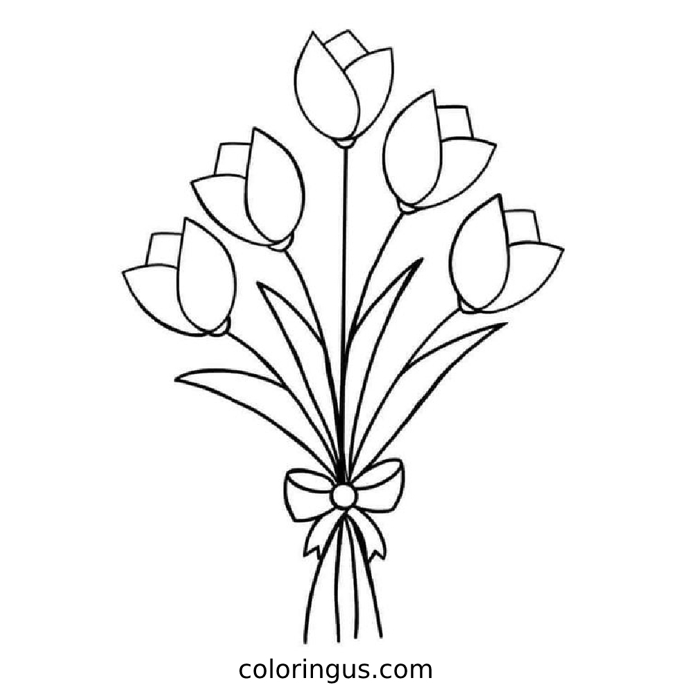 Tulip Coloring Pages Free Printable PDF 