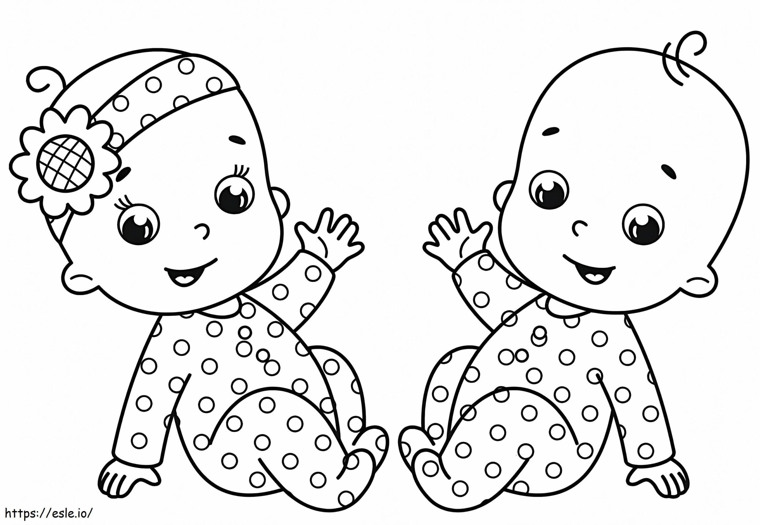 Two Babies Coloring Page