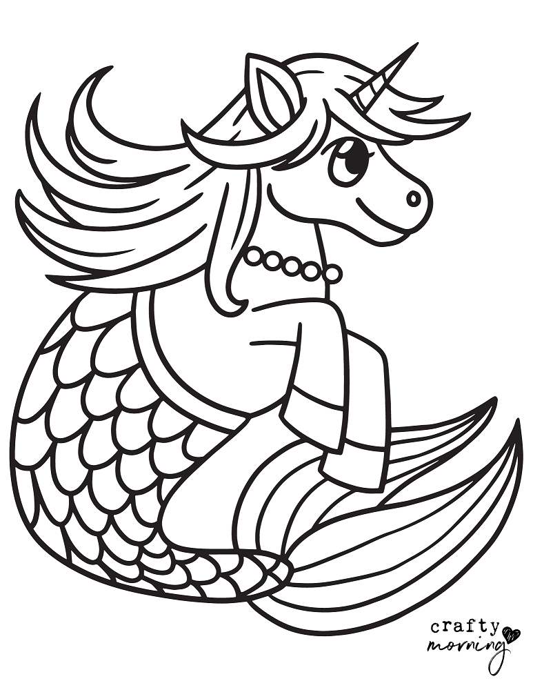 Unicorn Mermaid Coloring Pages Crafty Morning