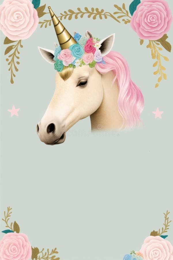 Unicorn Theme Birthday Party Invite Blank Template Stock Image Image 