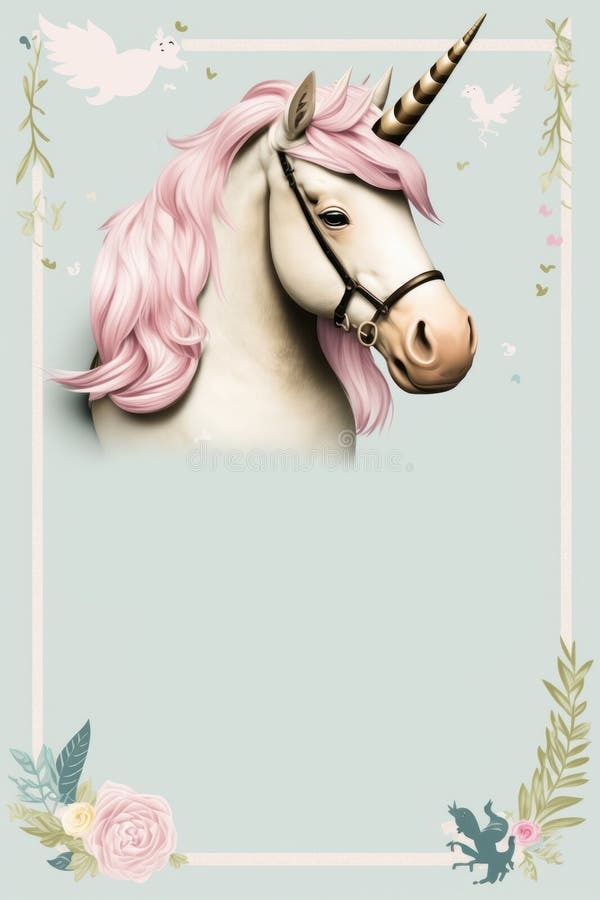 Unicorn Theme Birthday Party Invite Blank Template Stock Image Image 