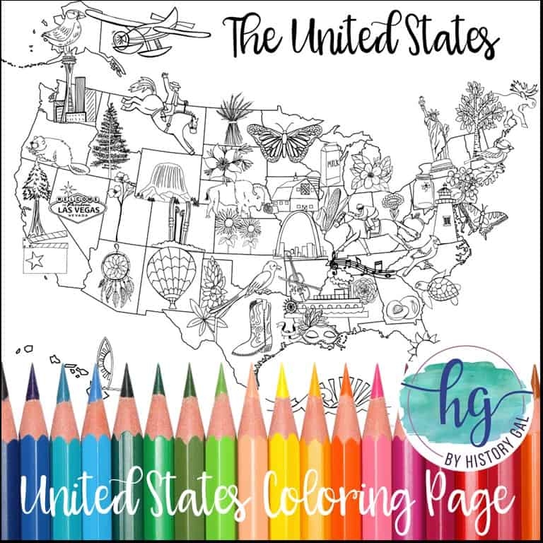 United States Map Coloring Page By History Gal