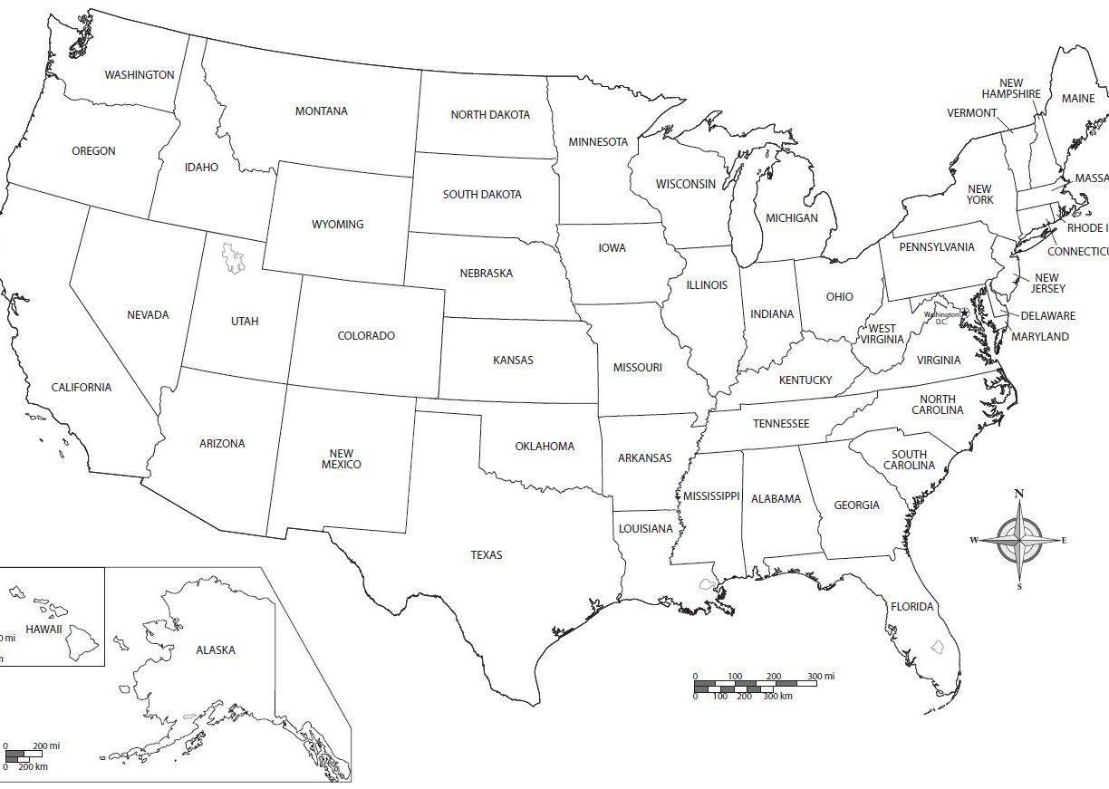 United States Map Coloring Page