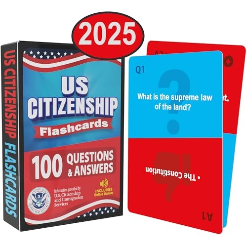 US Citizenship Flash Cards 2025 Compact Naturalization Test Study 