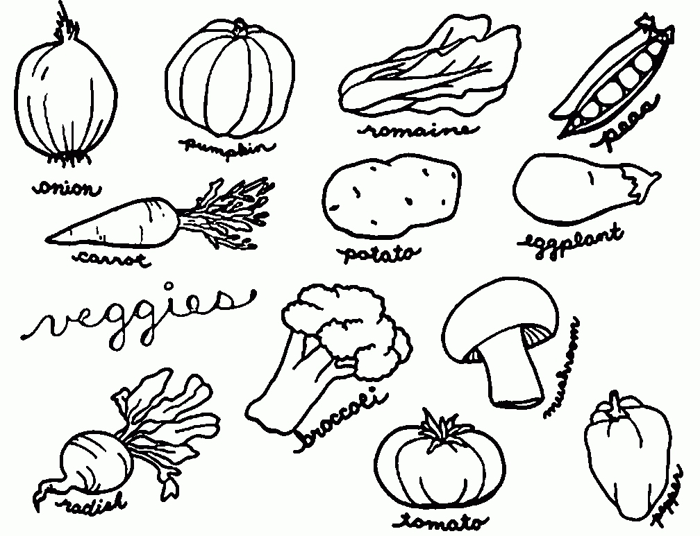 Vegetables Printable Coloring Pages