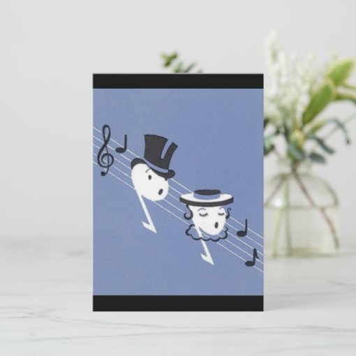 Vintage Anthropomorphic Music Notes Invitations Zazzle
