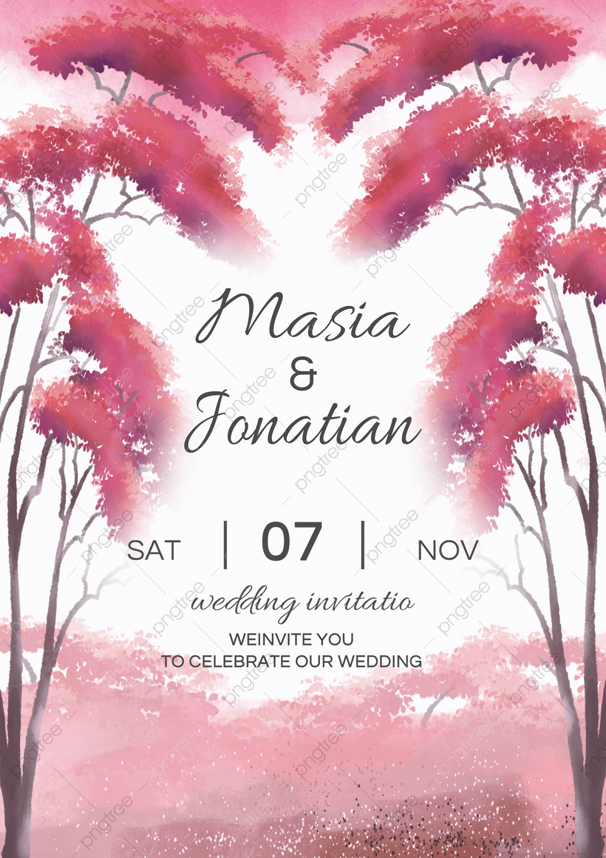 Watercolor Landscape Wedding Invitation Template Download On Pngtree