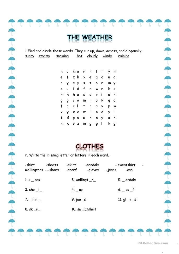 Weather And Clothes Worksheet Free ESL Printable Worksheets Made By