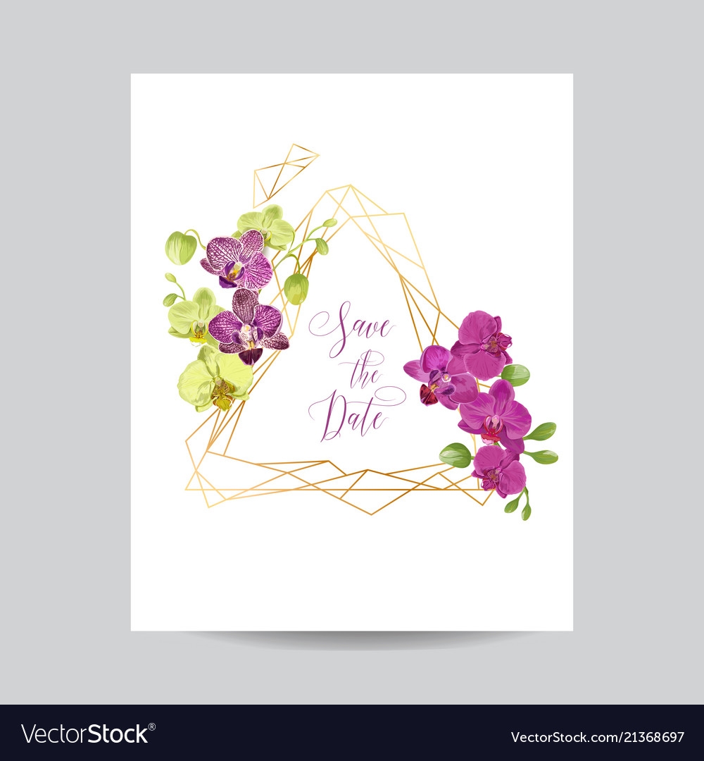 Wedding Invitation Layout Template Orchid Flowers Vector Image