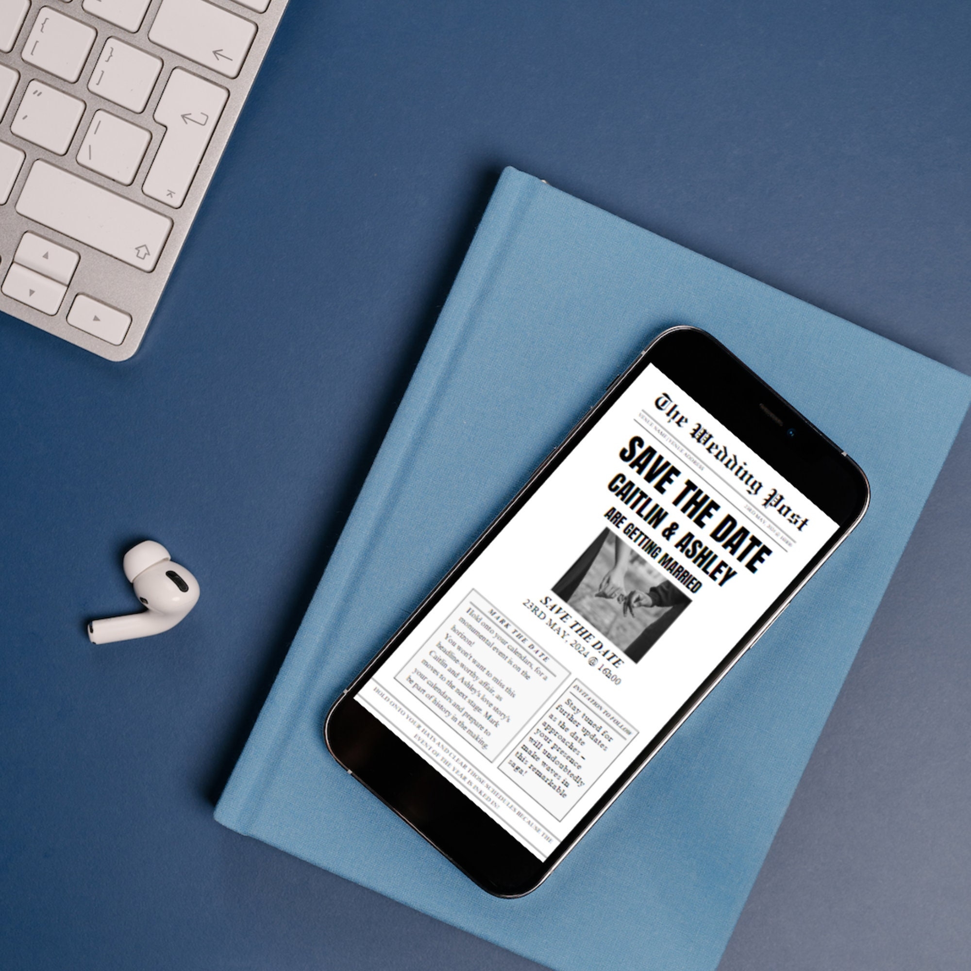 Wedding Newspaper Invitation Template Digital 39 save The Etsy