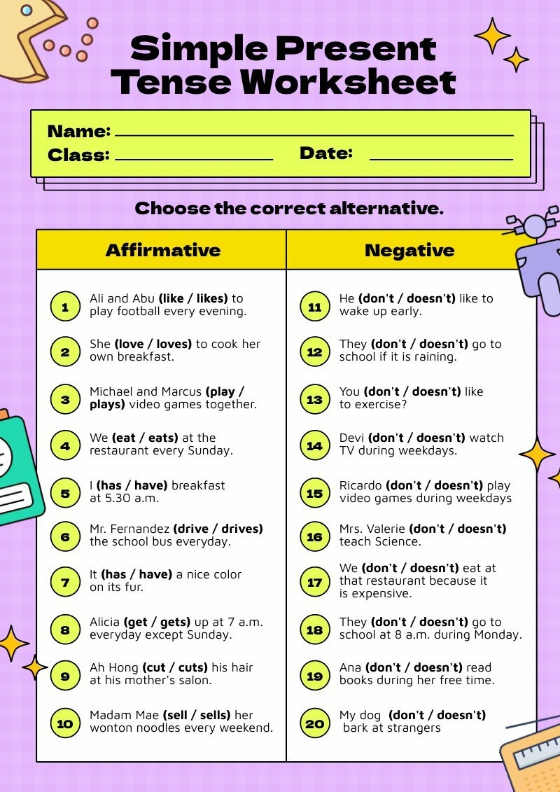 What Is Simple Present Tense Present Simple Tense Worksheet Free Hot 