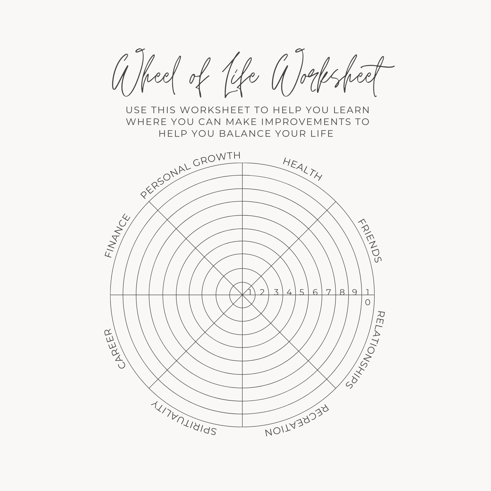 Wheel Of Life Worksheet Template Canva Welless Lifecoach Editable