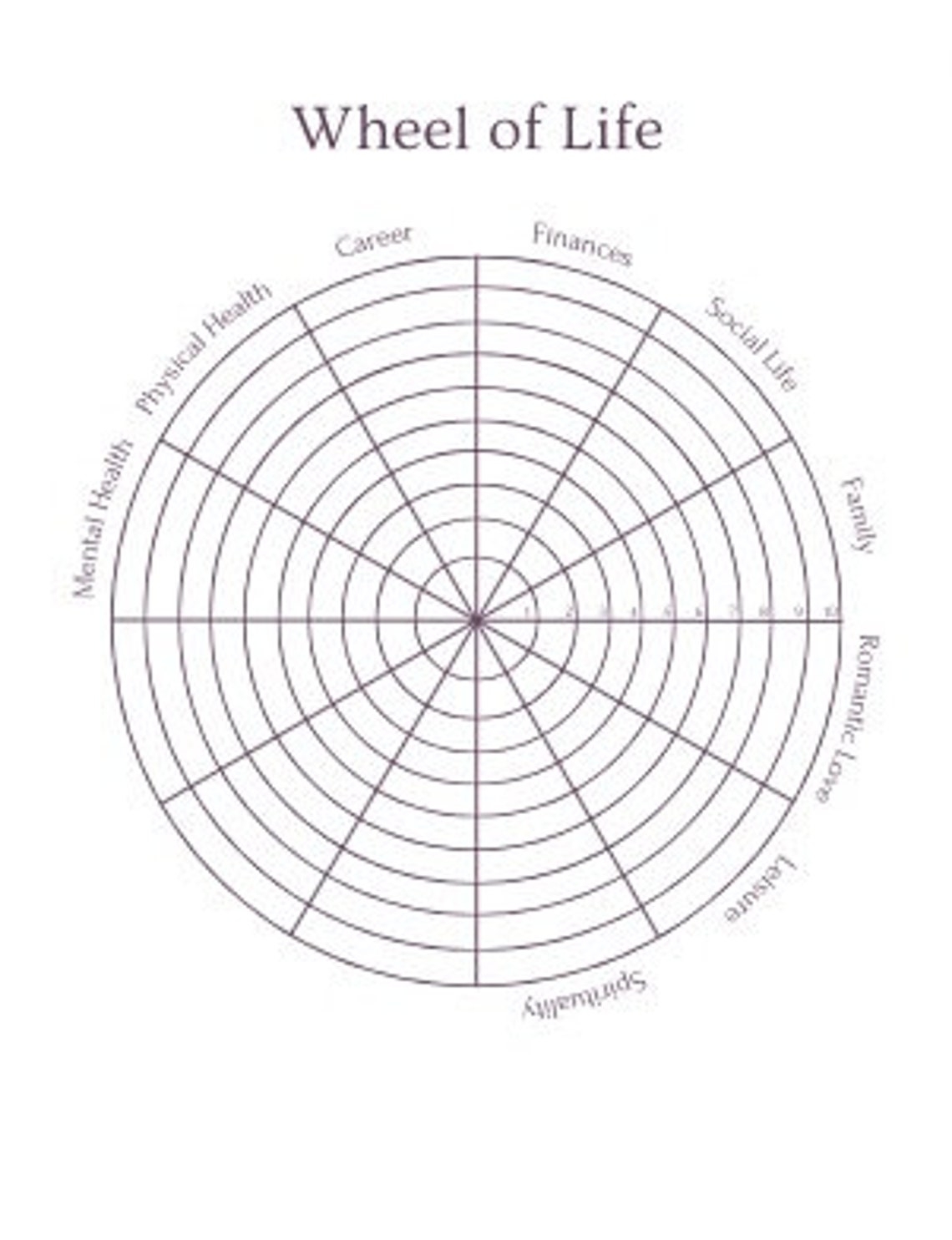 life wheel worksheet