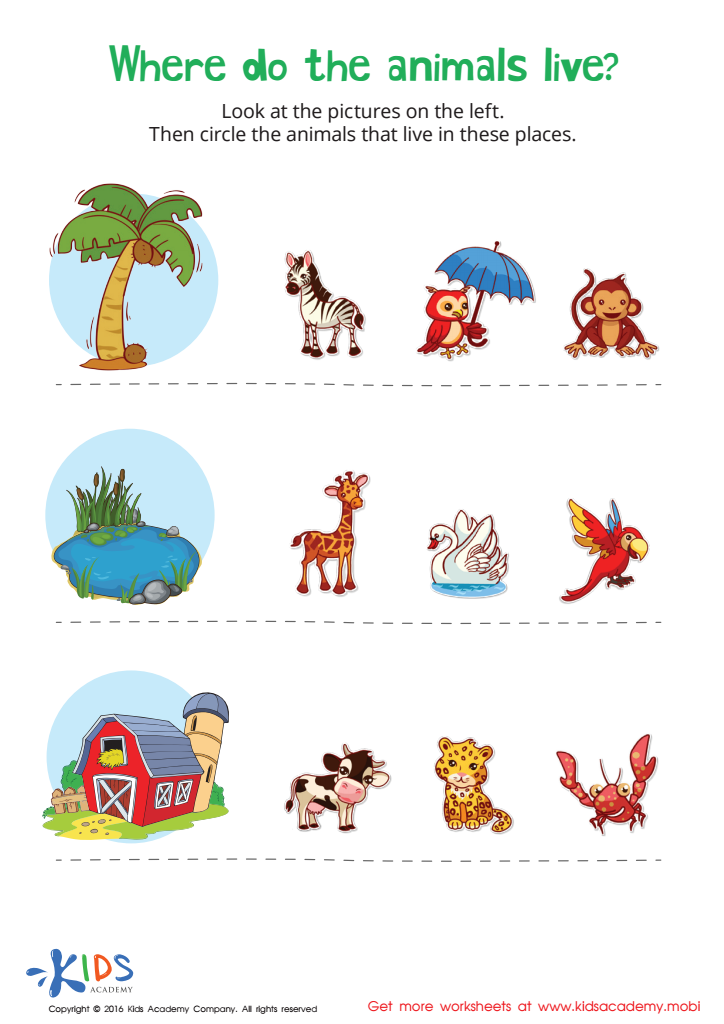 Where Animals Live Worksheet Free Printable PDF For Children