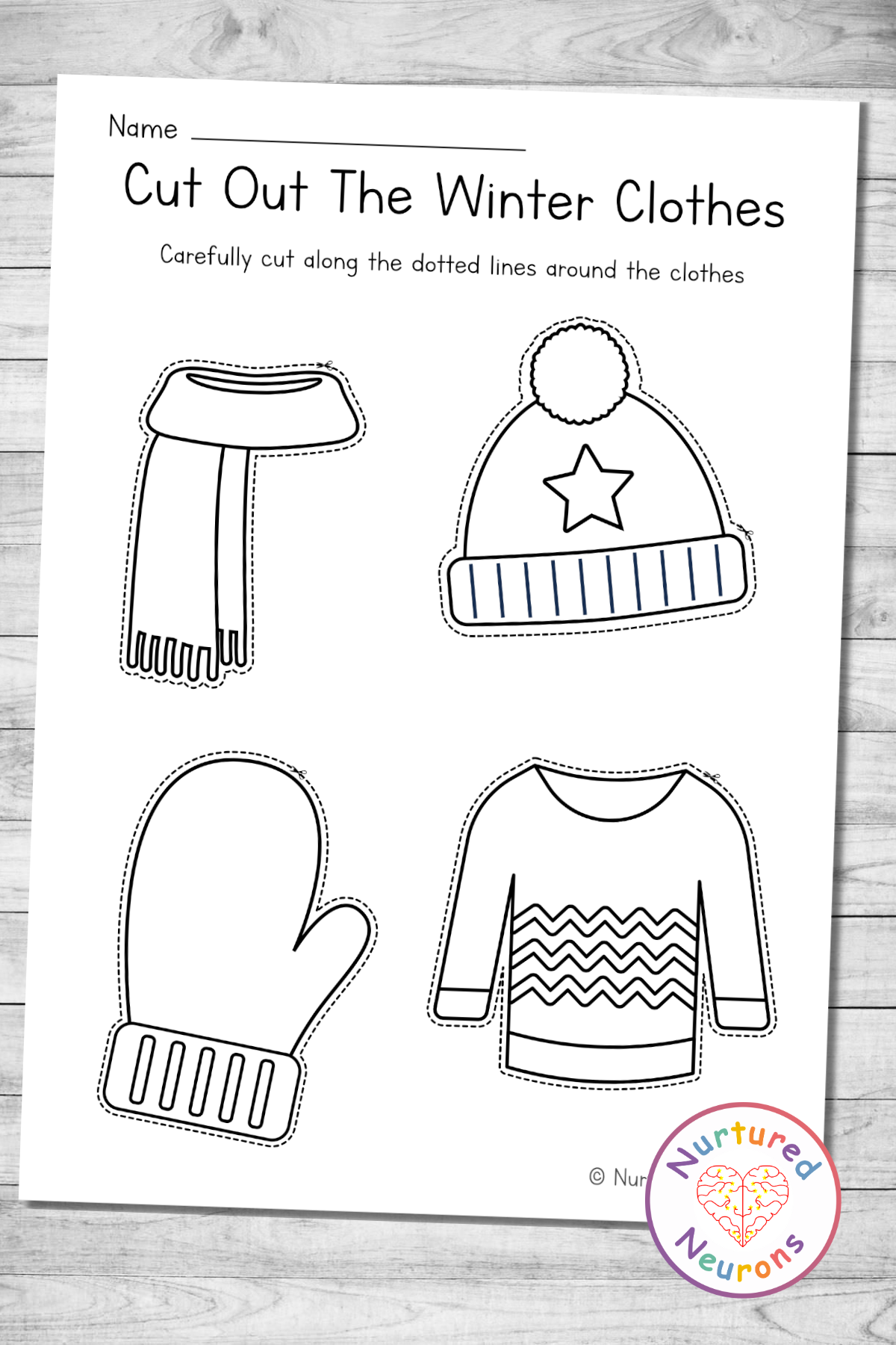 Winter Clothes Cutting Practice Worksheet Printable PDF Nurtured 