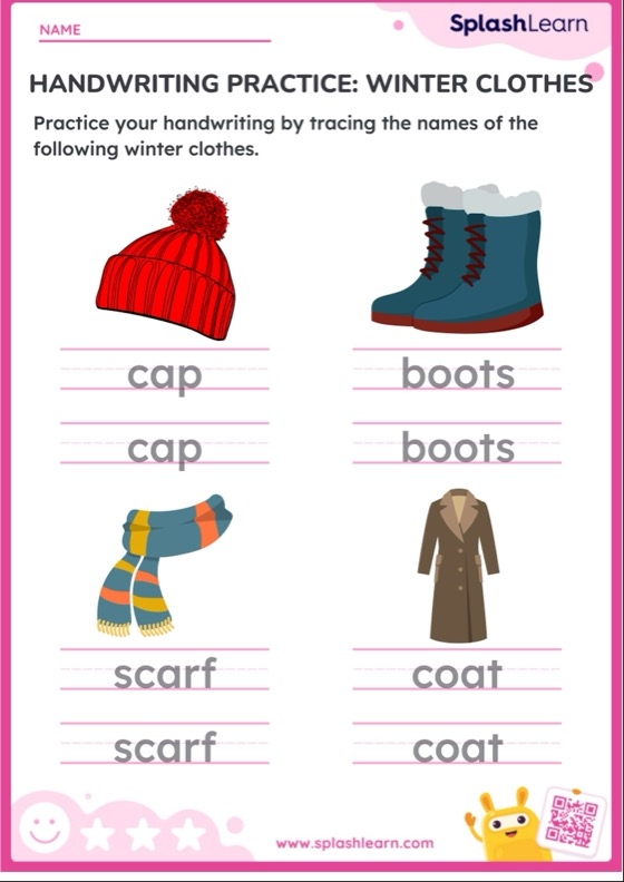 Winter Clothes Printable Worksheets