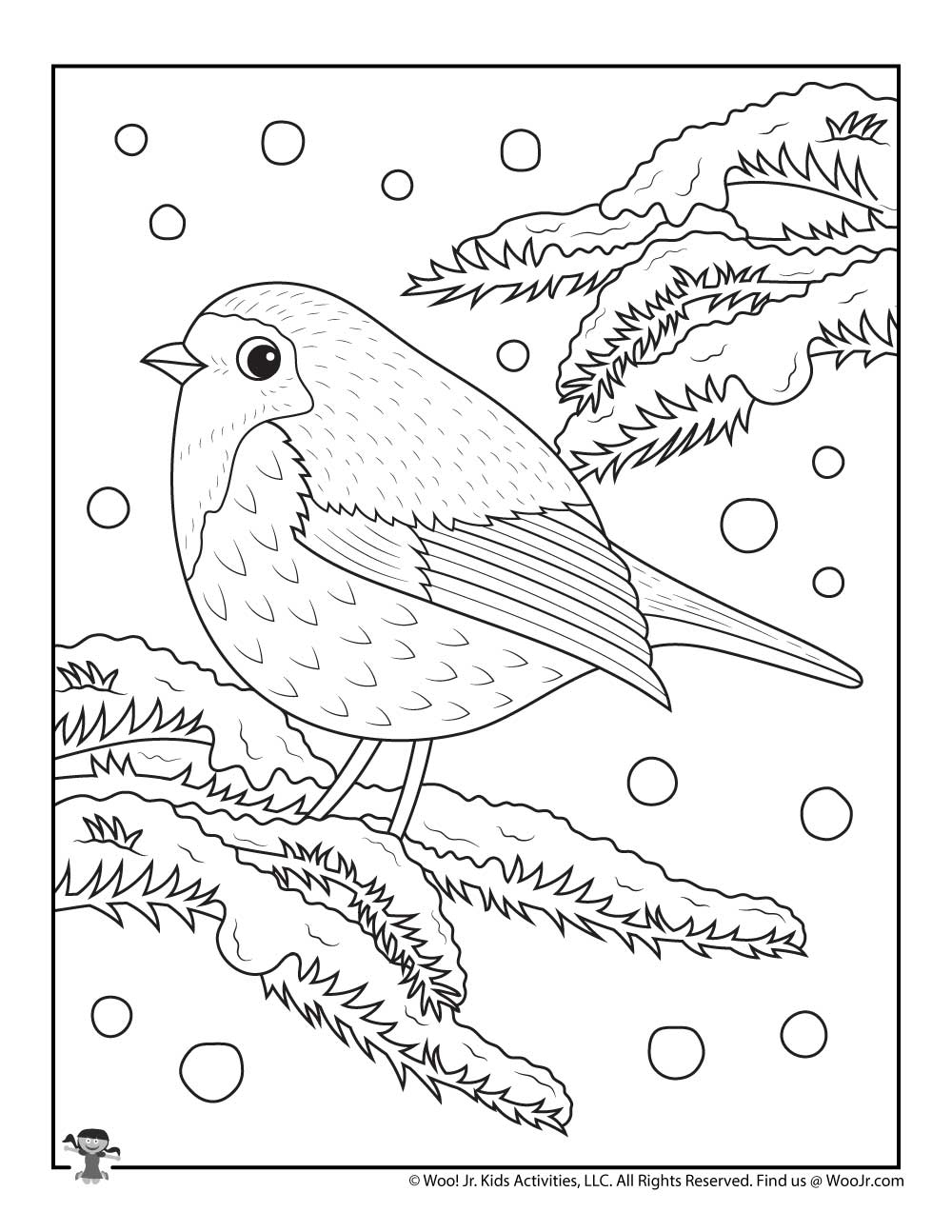 Winter Snow Bird Coloring Page For Adults Woo Jr Kids Activities