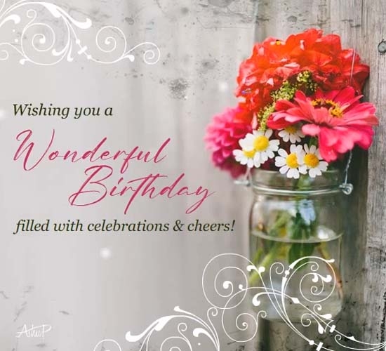 Wonderful Birthday Flowers Free Happy Birthday ECards Greeting Cards 