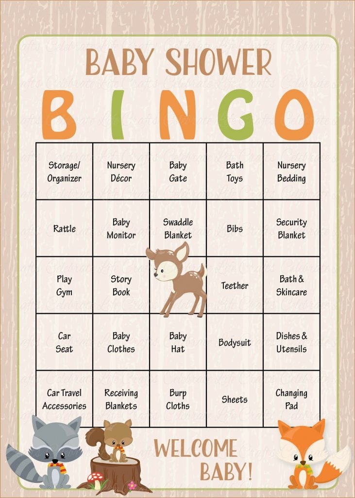 Woodland Baby Bingo Cards Printable Download Prefilled Printable 