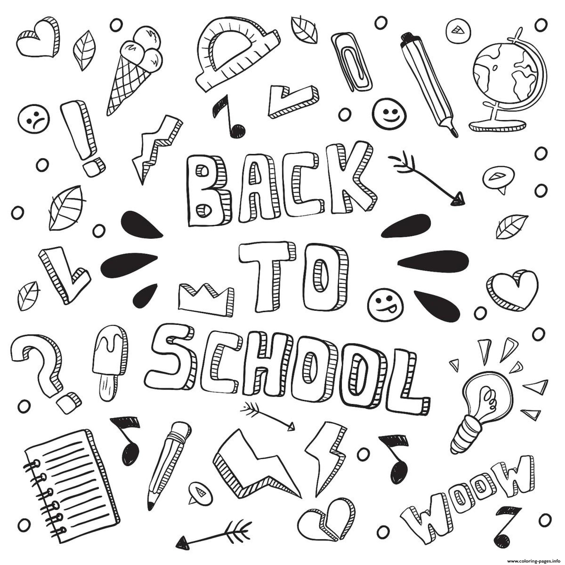 Word Back To School Fun Coloring Page Printable