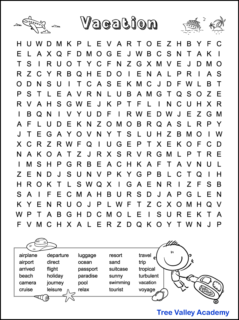 Word Search Printable 10 Year Old Word Search Printable