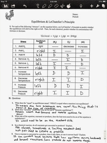 Worksheet Le Chatelier Principle Answers