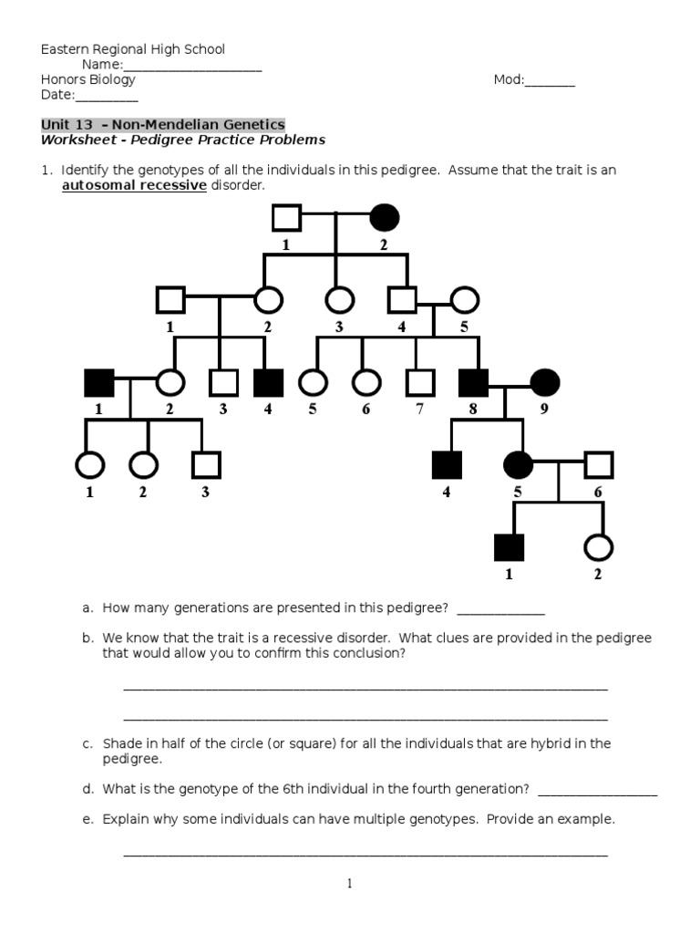 pedigree analysis worksheet with answers pdf