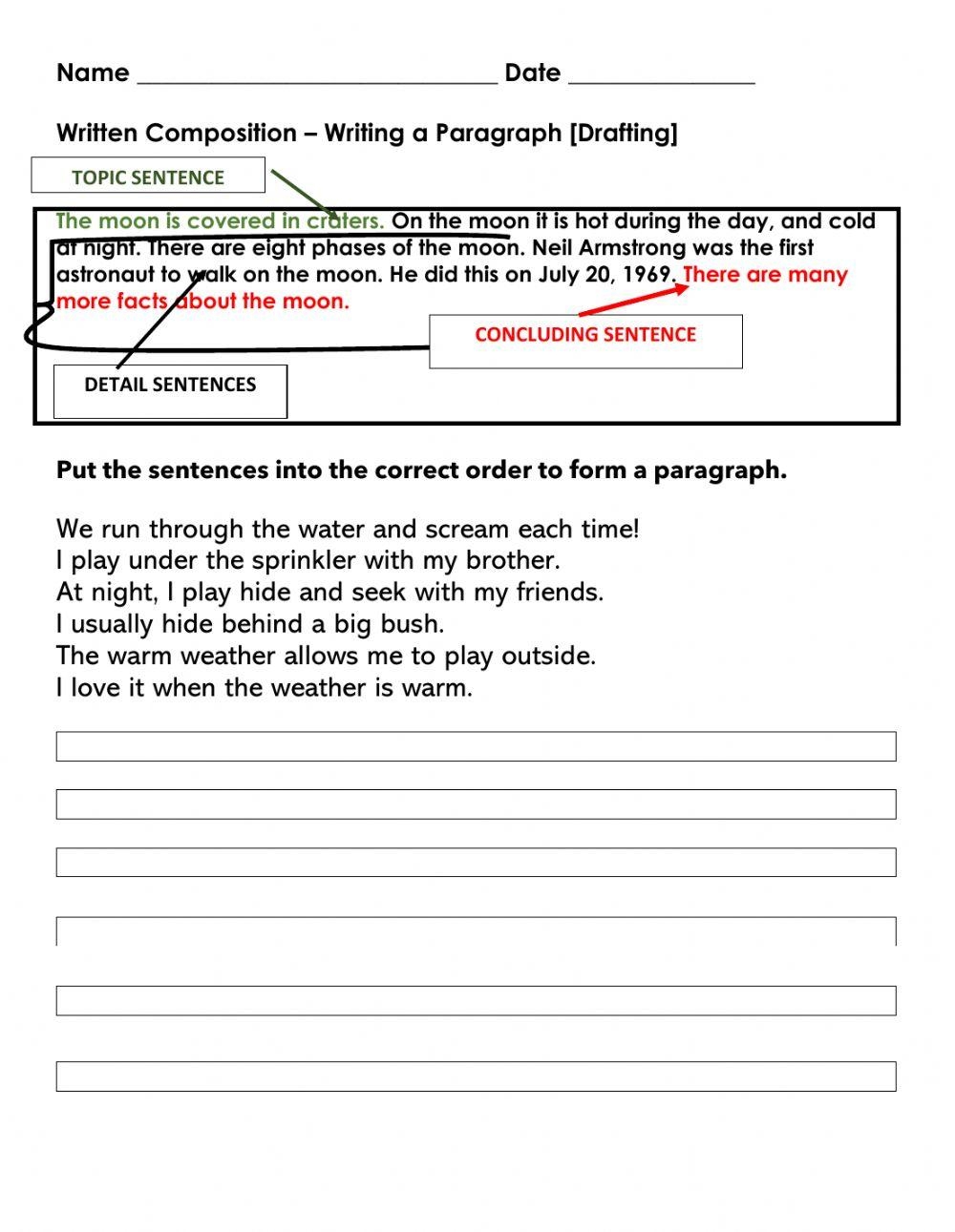 Writing A Paragraph ESL Worksheet By Lizsantiago Worksheets Library