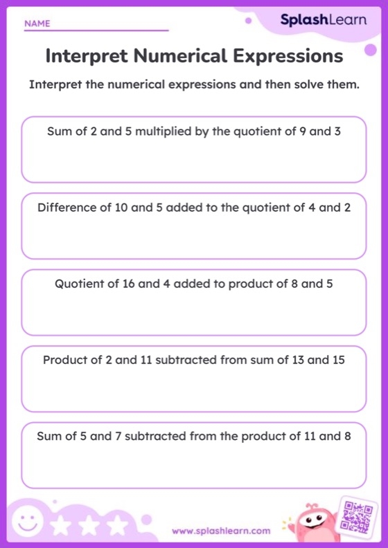 Writing Algebraic Expressions Worksheets K5 Learning Worksheets Library
