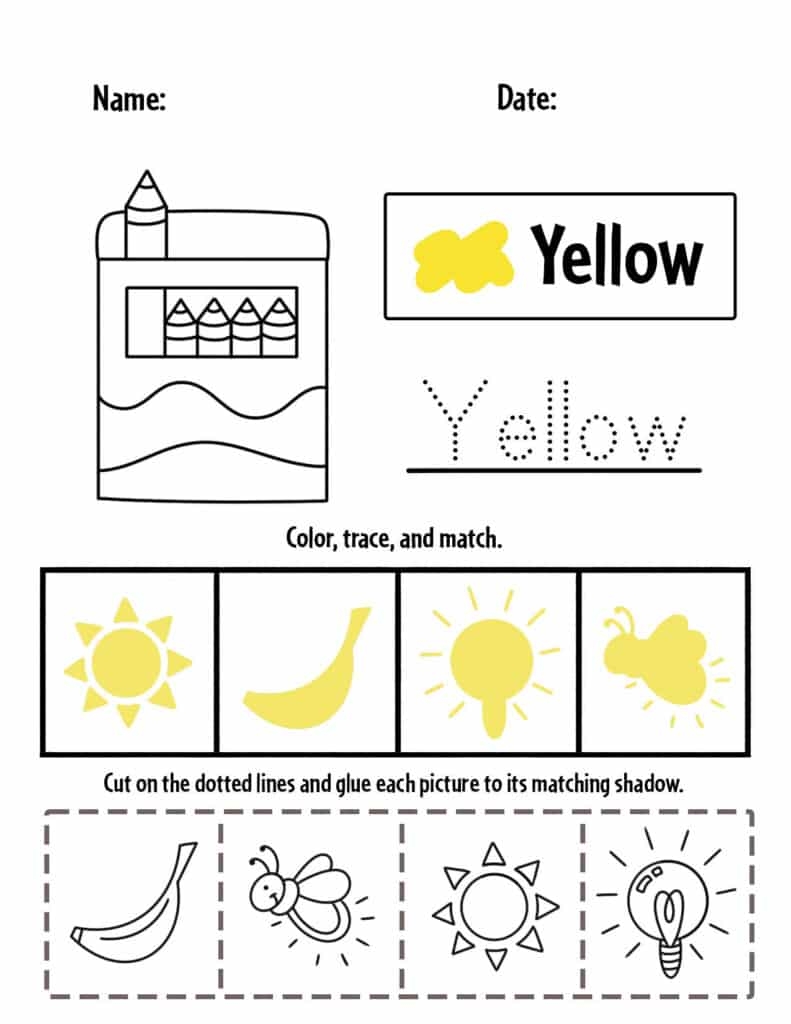 Yellow Color Activities And Worksheets For Preschool The 